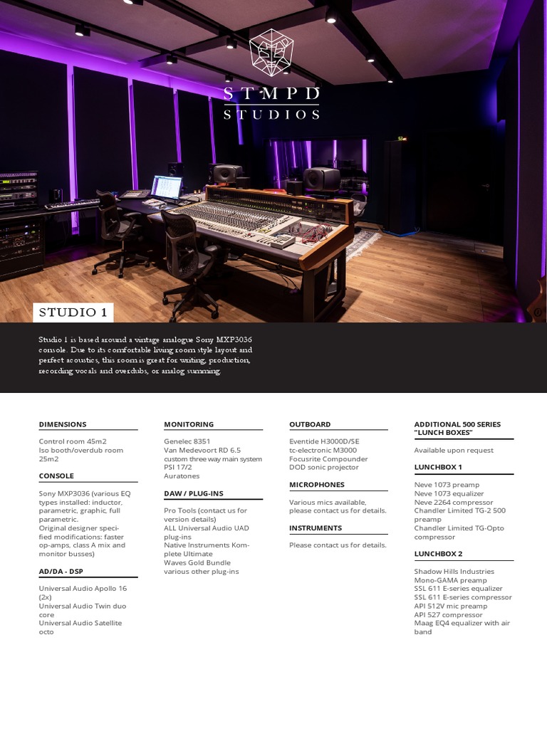 STMPD Studios Equipment Overview | PDF | Equalization (Audio) | Sound ...