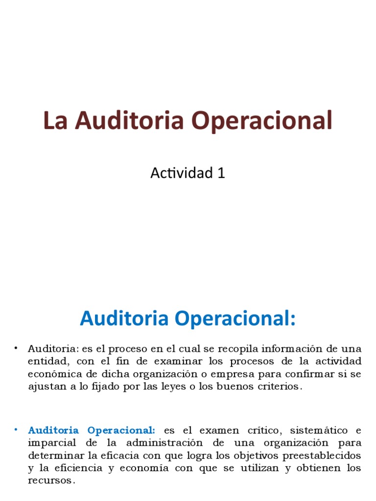 La Auditoria Operacional | Descargar gratis PDF | Auditoría | Contralor