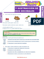 Adición y Sustracción de Números Decimales para Cuarto Grado de Primaria