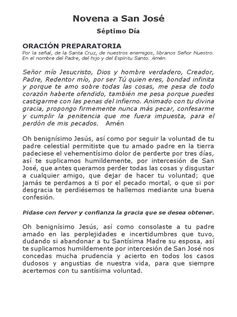 Séptimo Día de la Novena a San José | PDF | María, madre de Jesús | Oración