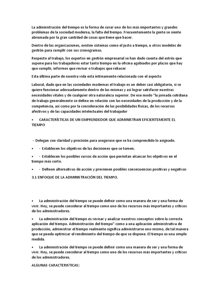 Enfoques para la Administración del Tiempo | PDF | Planificación | Science
