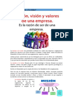 Definicion de Mision Vision y Valores de La Empresa