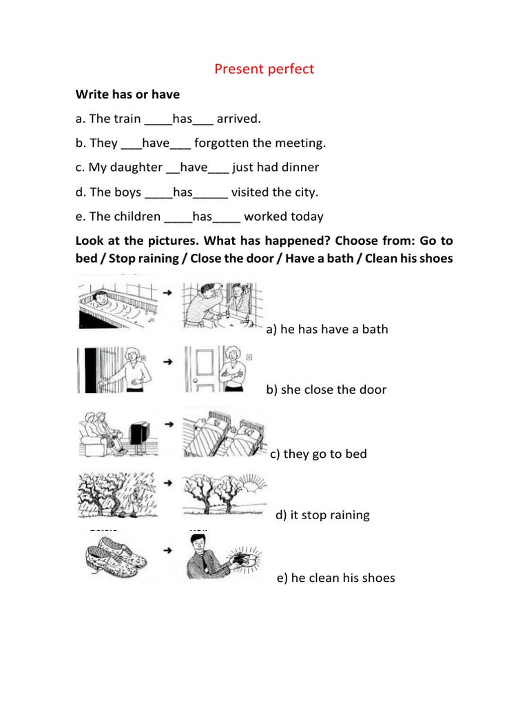 Present Perfect: Write Has or Have | PDF