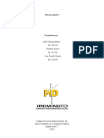 Final Draft: Leidy Vanessa Sáenz ID: 603519 Gustavo Suarez ID: 615741 Juan Camilo Repizo ID: 624374