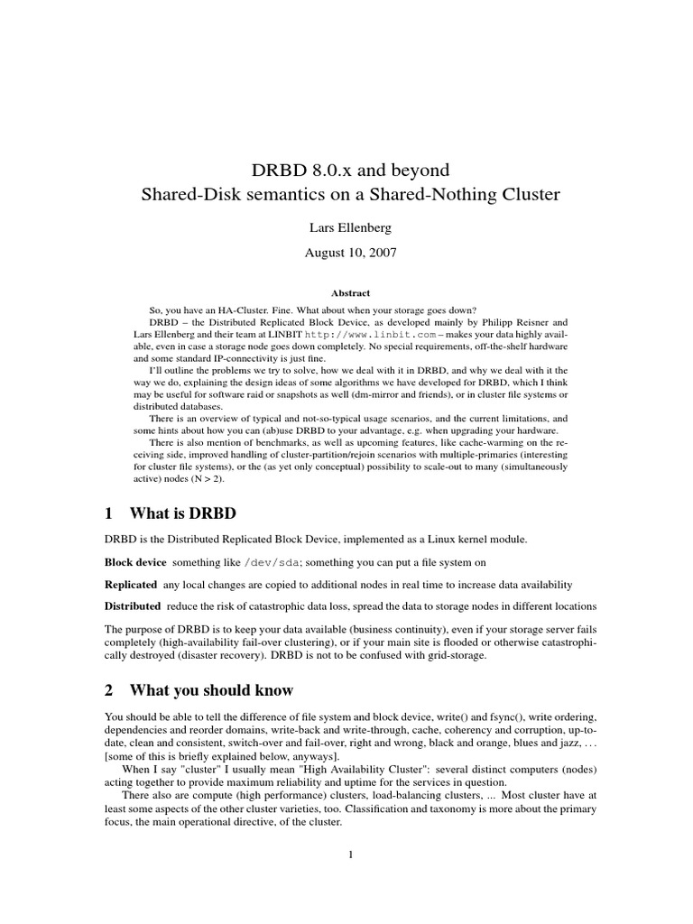DRBD: High Availability Storage Solutions | PDF | Replication ...