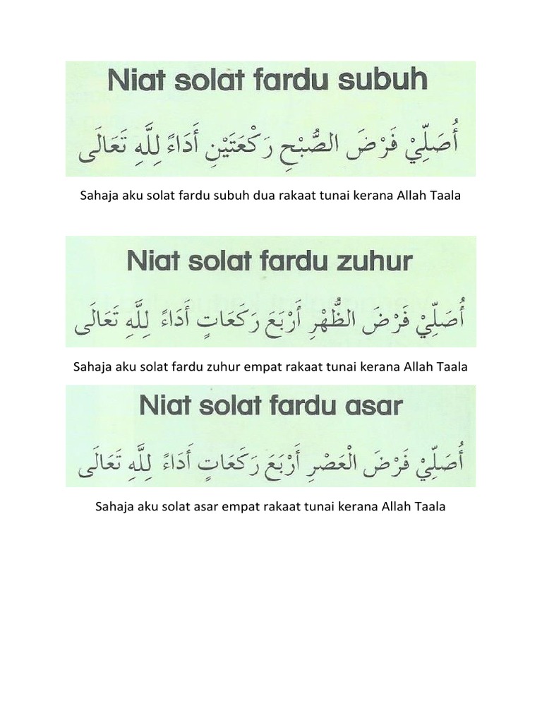 Niat Solat Pdf