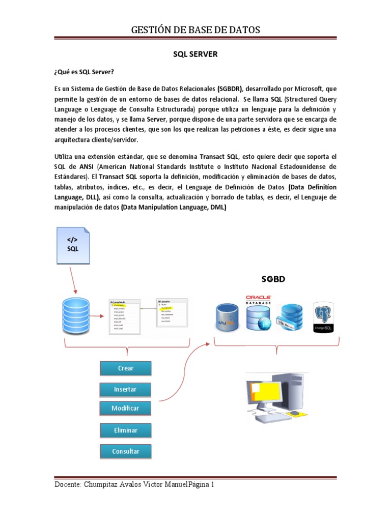 Introducción a SQL Server y Diseño de BD | PDF | SQL | Servidor SQL de ...