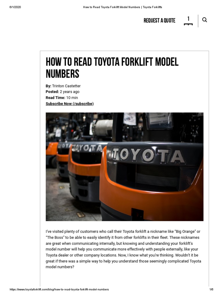 How To Read Toyota Forklift Model Numbers Toyota Forklifts PDF