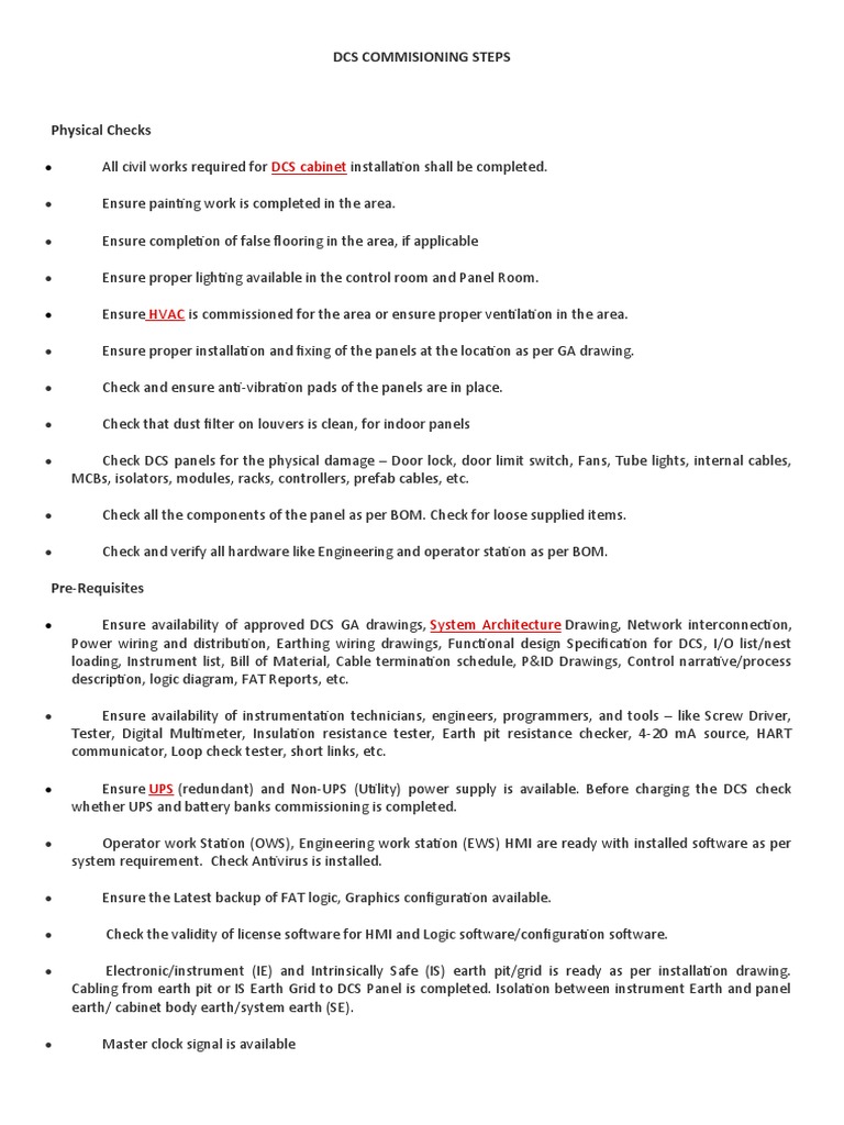DCS Commissioning Process Overview | PDF | Control Theory | Power Supply