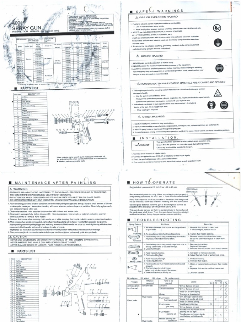 Spray Gun 4001 - Instruction Manual PDF | PDF