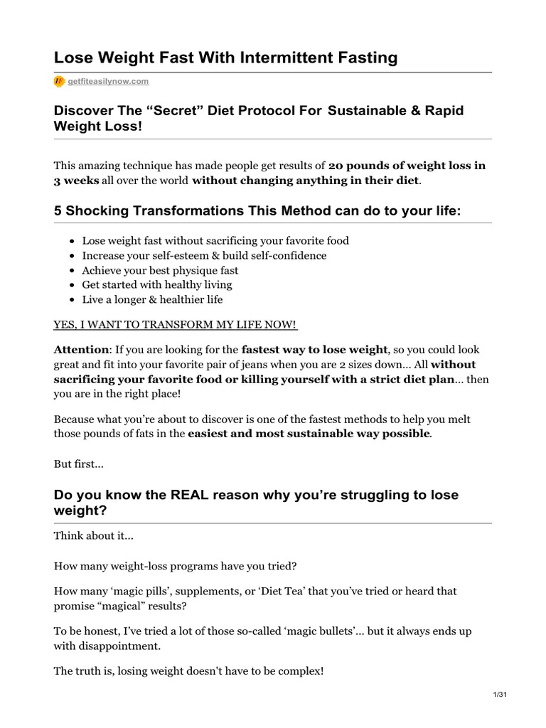 Lose Weight Fast With Intermittent Fasting PDF Intermittent Fasting