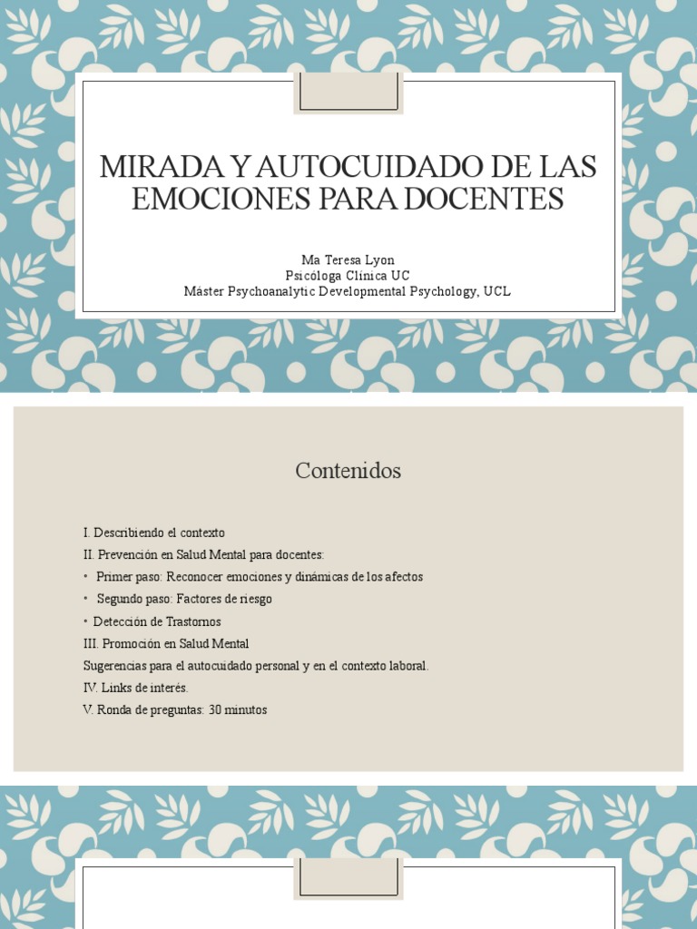 Autocuidado en Salud Mental para Docentes | PDF | Dolor | Ansiedad