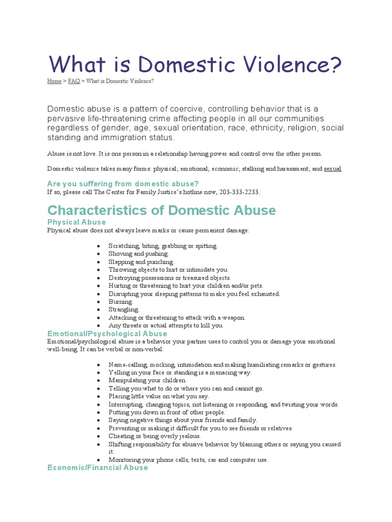 What Is Domestic Violence?: Characteristics of Domestic Abuse | PDF ...