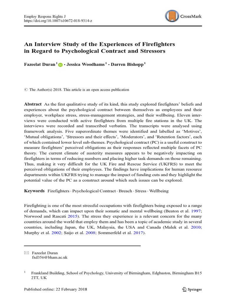 An Interview Study of The Experiences of Firefight | PDF | Interview ...