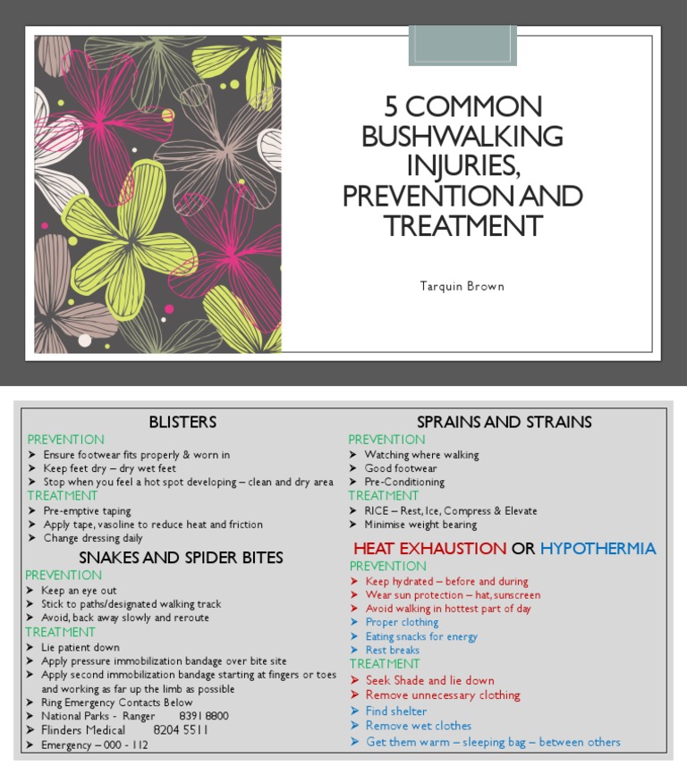 Bushwalking Injuries: Prevention & Treatment | PDF
