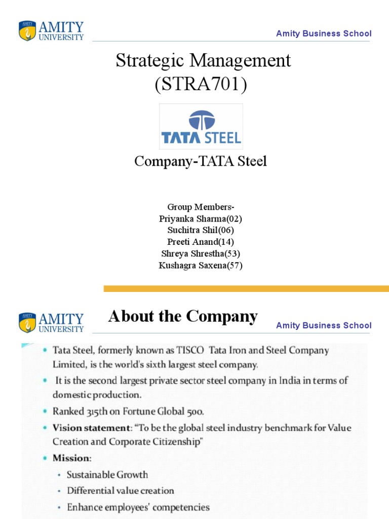Tata Steel Strategic Management Insights | PDF | Strategic Management ...