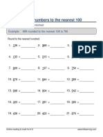 Round 3-Digit Numbers to Nearest 100 Worksheet