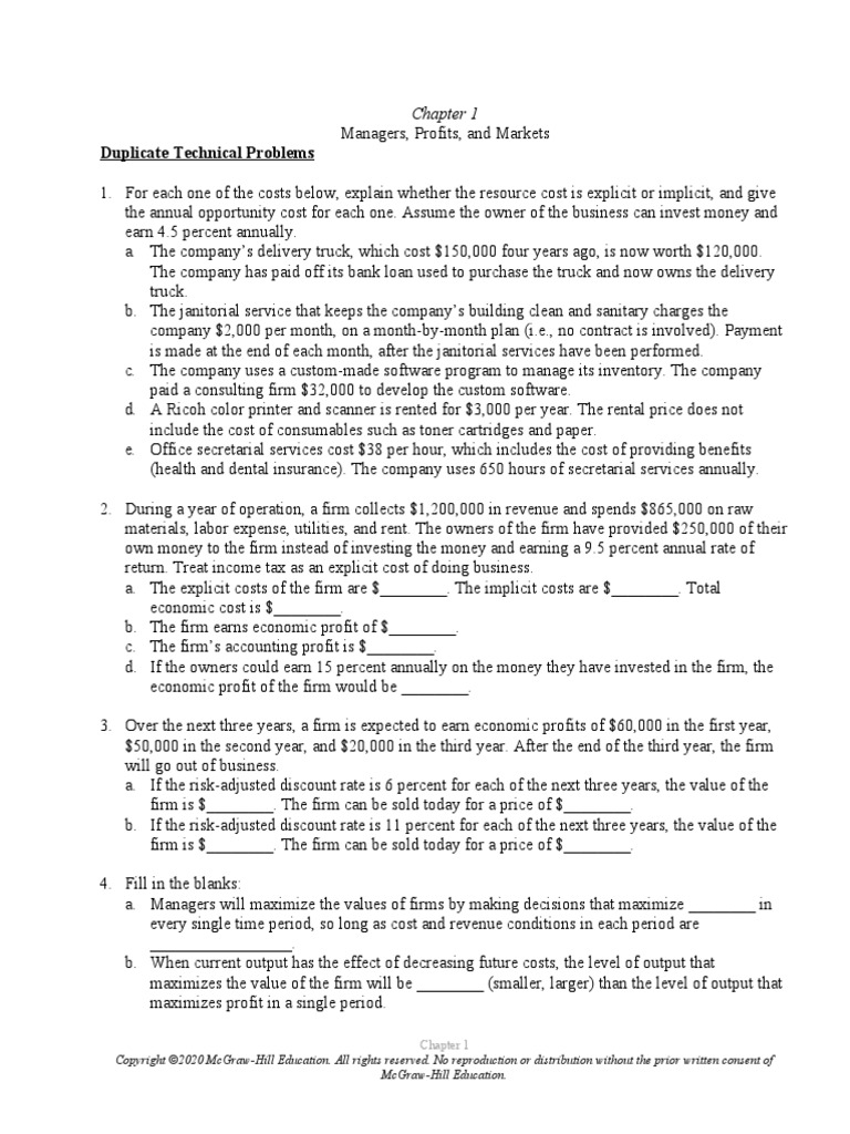 Duplicate Technical Problems: Mcgraw-Hill Education | PDF | Profit ...