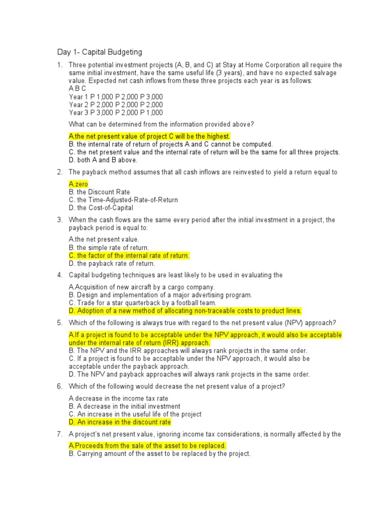Capital Budgeting Techniques Overview | PDF | Net Present Value ...