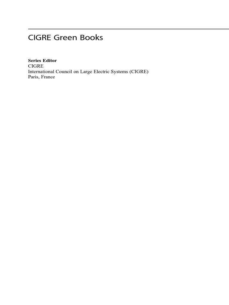 CIGRE Green Books: Series Editor Cigre International Council On Large ...