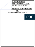 Application Form For The Post of Managers (EG-III)