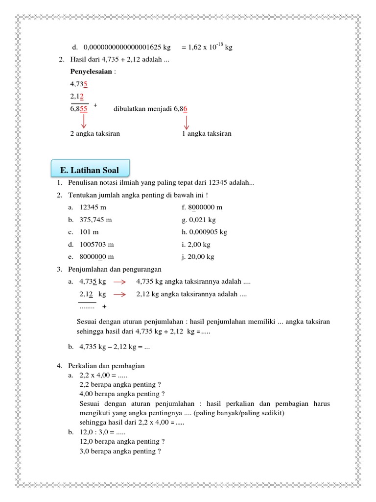 4 Latihan Soal Notasi Ilmiah Angka Penting