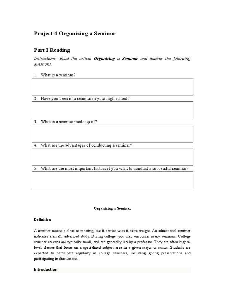 Seminar Skills for College Students | PDF | Seminar | Artificial ...