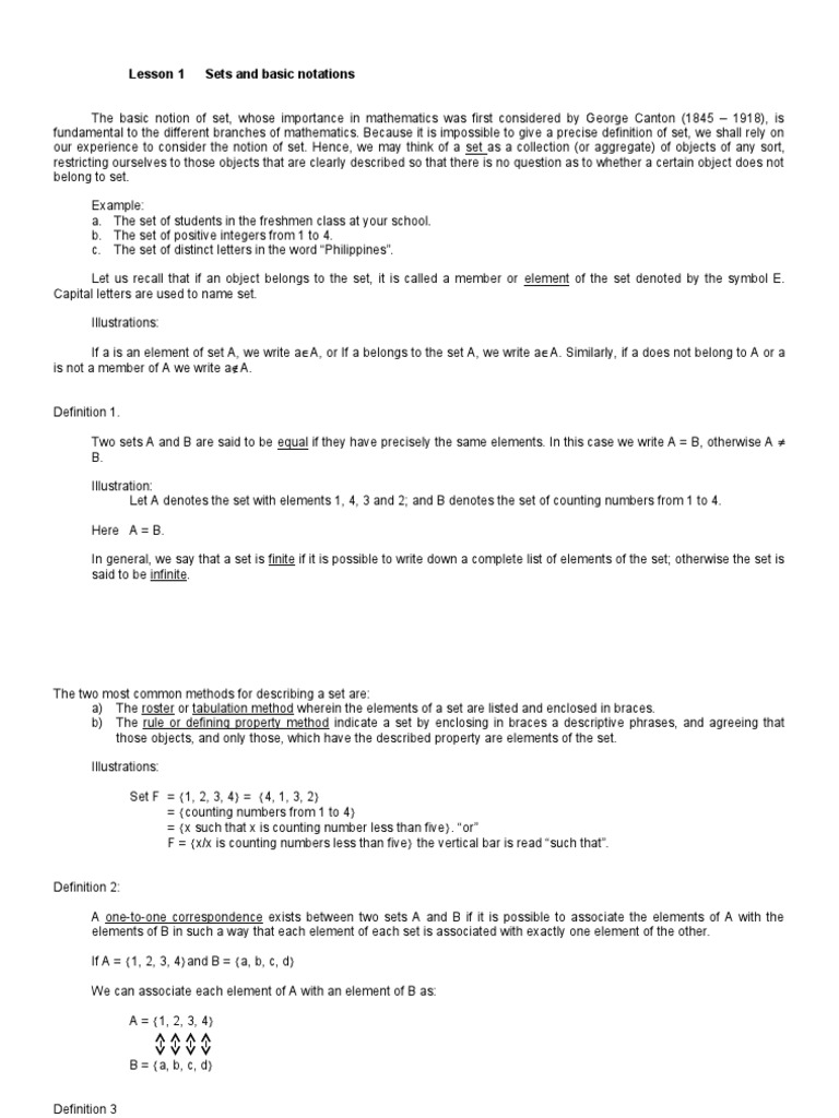 Understanding Sets and Notations | PDF | Set (Mathematics ...