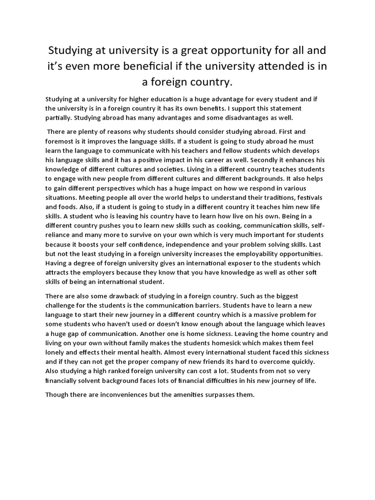 Studying at University Is A Great Opportunity For All and It | PDF ...
