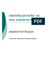 Implementing Cash Transfers - Key Issues, Successes and Challenges