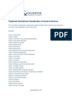 Trademark International Classification of Goods & Services