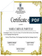 Certificate of Participation: Maria Carina R. Pabustan