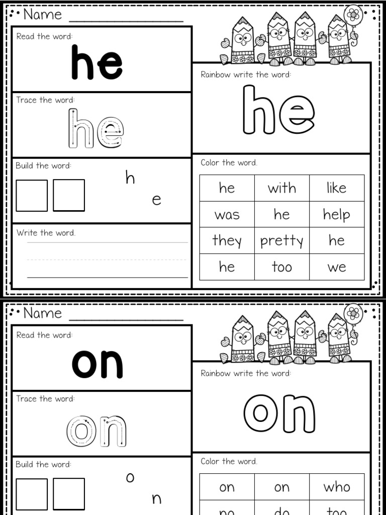 Sight Words Primer Kindergarten PDF Rainbow Rain