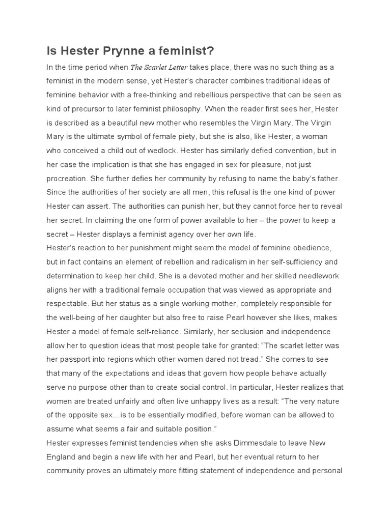 Hester Prynne: A Feminist Icon? | PDF | The Scarlet Letter | Feminism