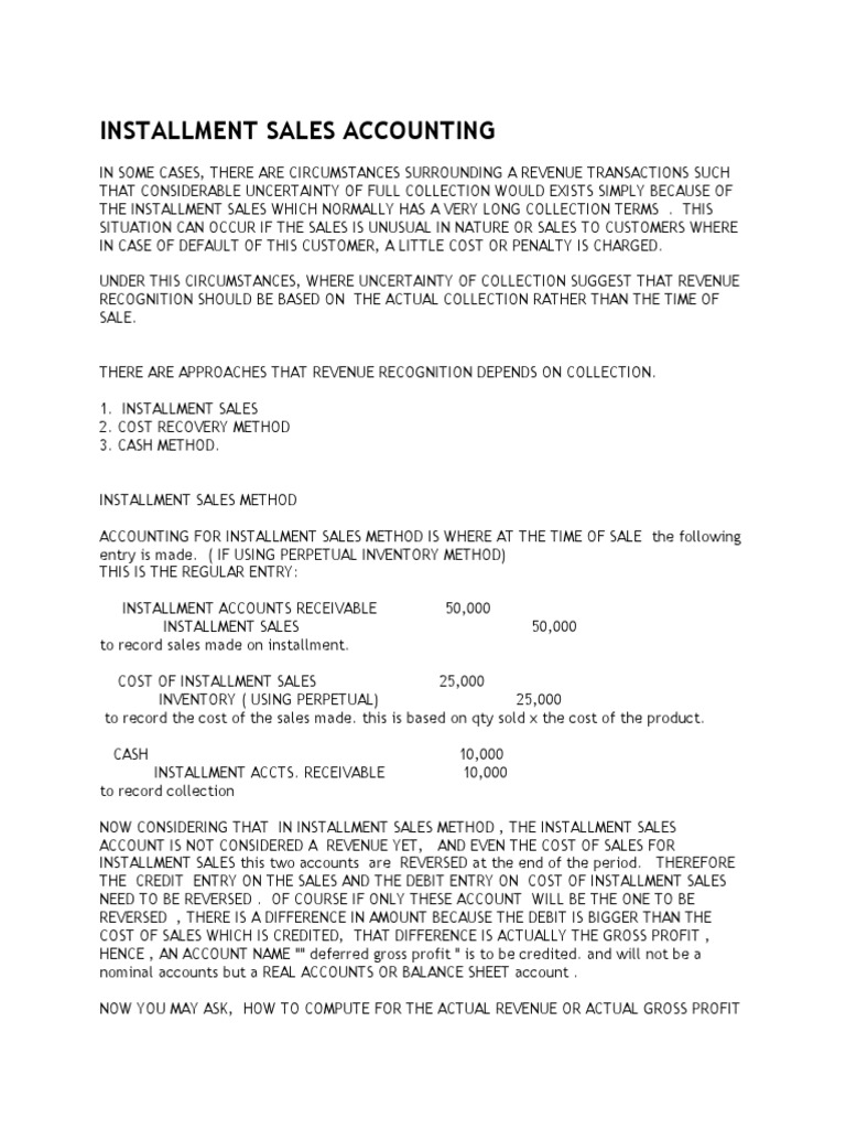 Installment Sales Accounting | PDF | Gross Income | Debits And Credits