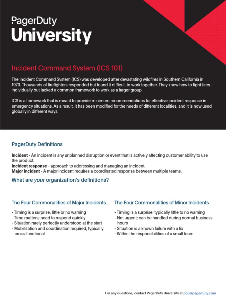 Pagerduty Incident Command System (ICS 101) PDF Incident Command