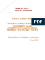 2012 - Multiyear Tariff Order Distribution Retail - Nerc