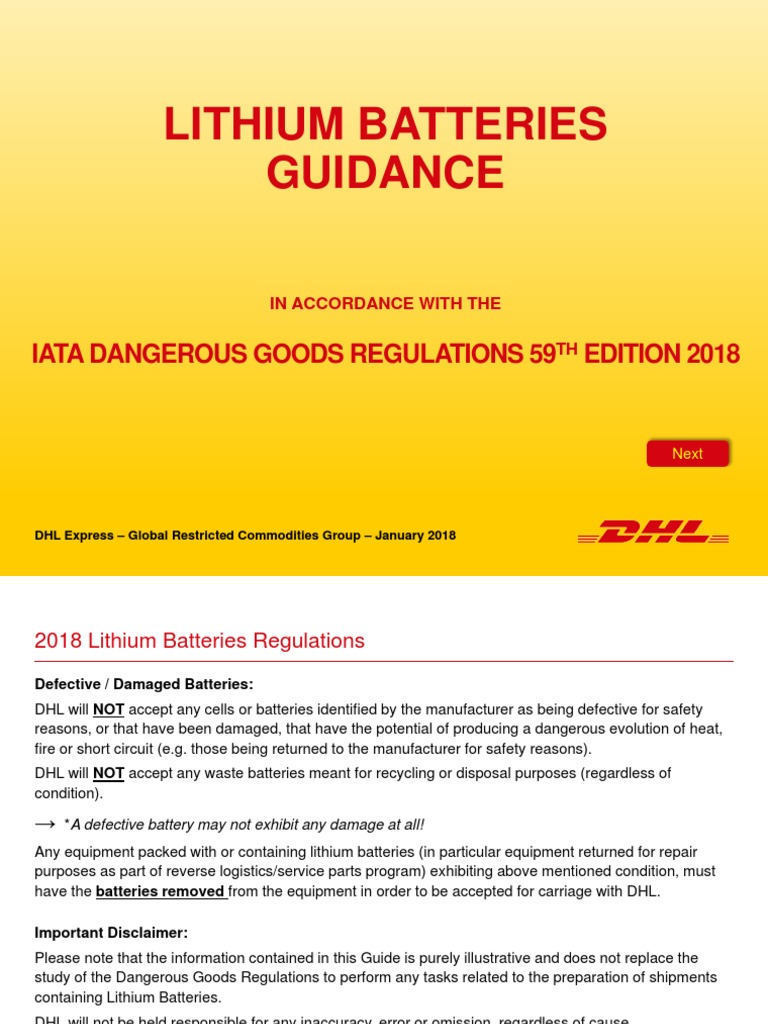 Lithium Batteries Guidance: Iata Dangerous Goods Regulations 59 EDITION ...