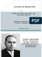 English in Medicine: SUBJECT: Vasile Anestiadi - The Illustrious Doctor