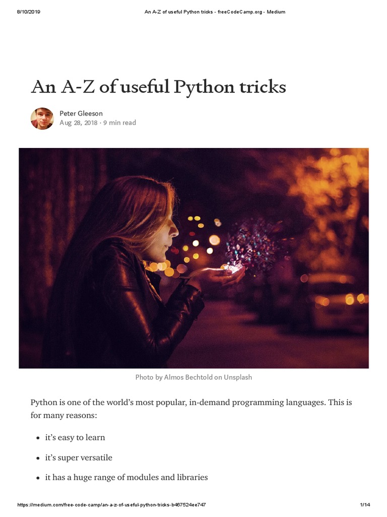 An A-Z of Useful Python Tricks - freeCodeCamp - Org - Medium PDF | PDF ...