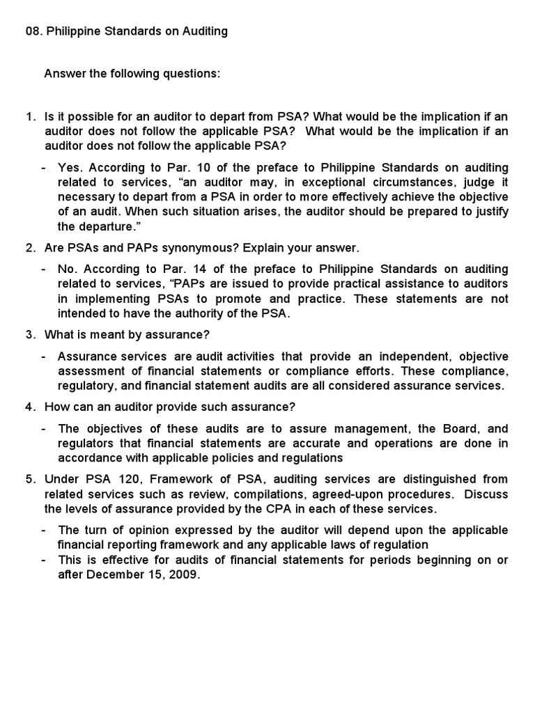 Philippine Standards On Auditing 1 Pdf