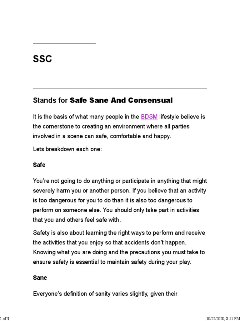 Safe Sane and Consensual PDF PDF Bdsm Consent