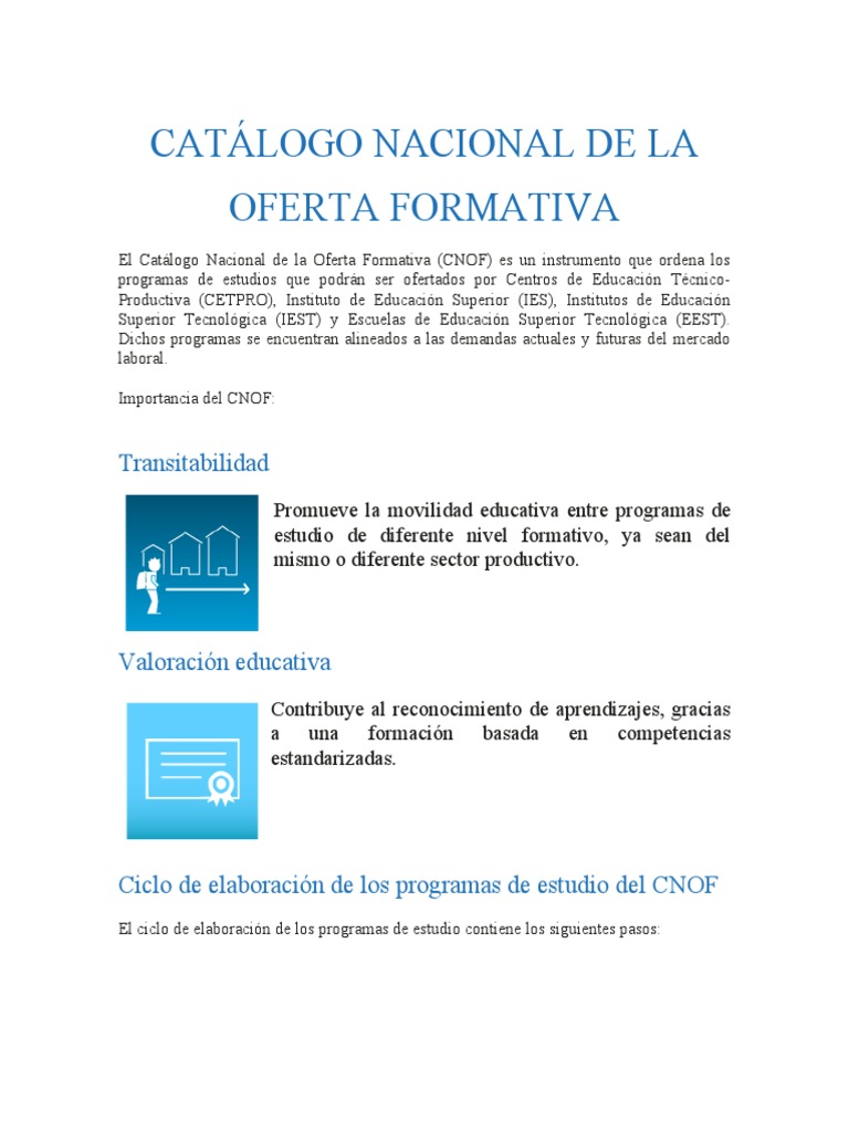Catálogo Nacional de Oferta Formativa 2024 | PDF