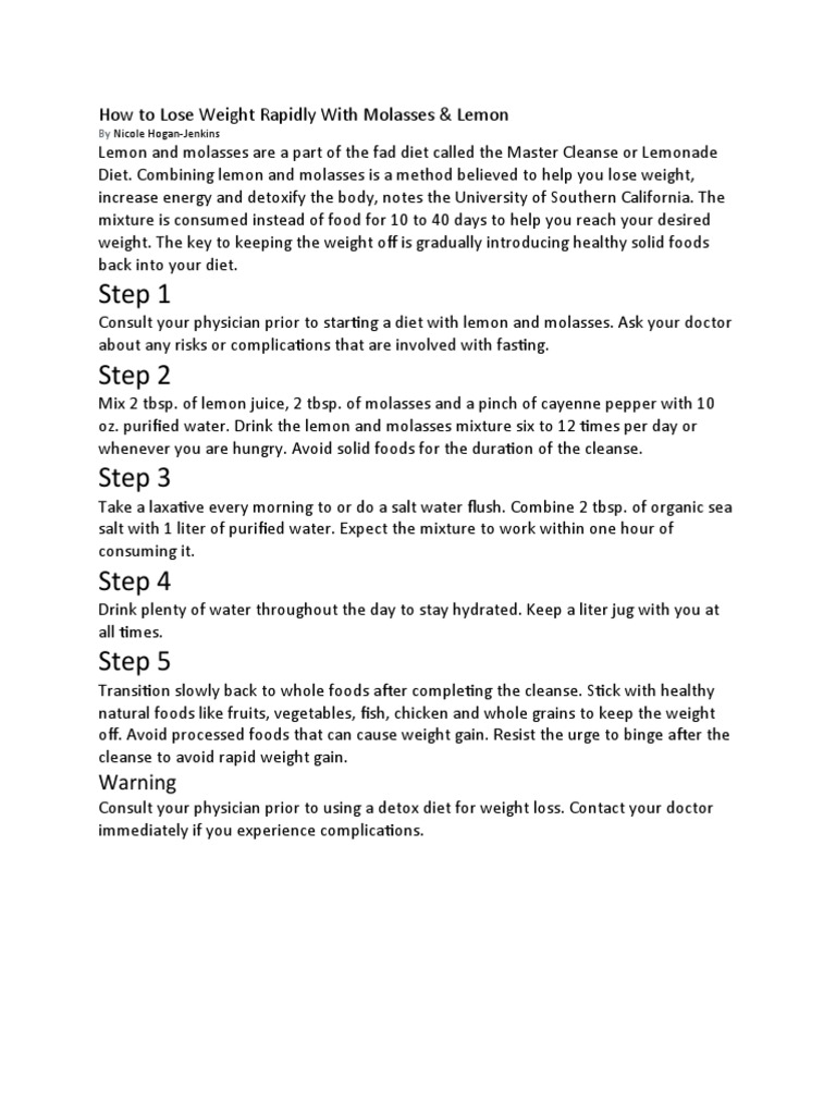 How To Lose Weight Rapidly With Molasses PDF