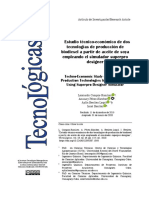 Estudio Técnico-Económico de Dos Tecnologías de Producción de Biodiesel A Partir de Aceite de Soya Empleando El Simulador Superpro Designer