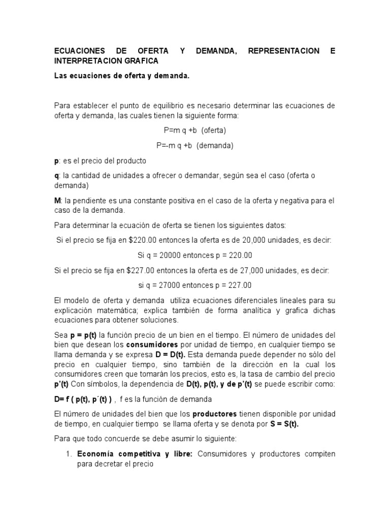 Ecuaciones de Oferta y Demanda | PDF | Oferta y demanda | Curva de demanda