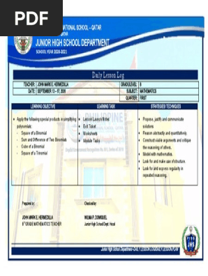 Daily Lesson Log