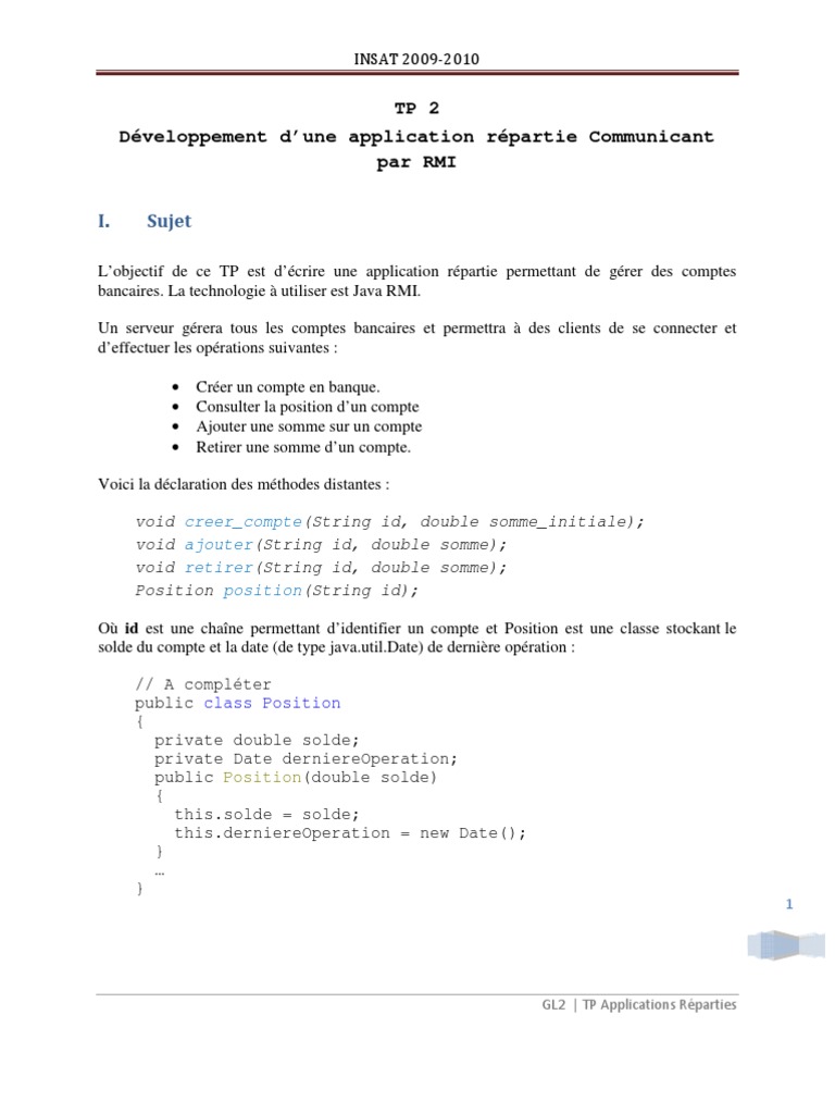 Application Répartie de Gestion Bancaire | PDF | Java (Langage de ...