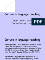 Culture in Language Teaching: Multi - Pluri - Inter The Prefixes of Culture