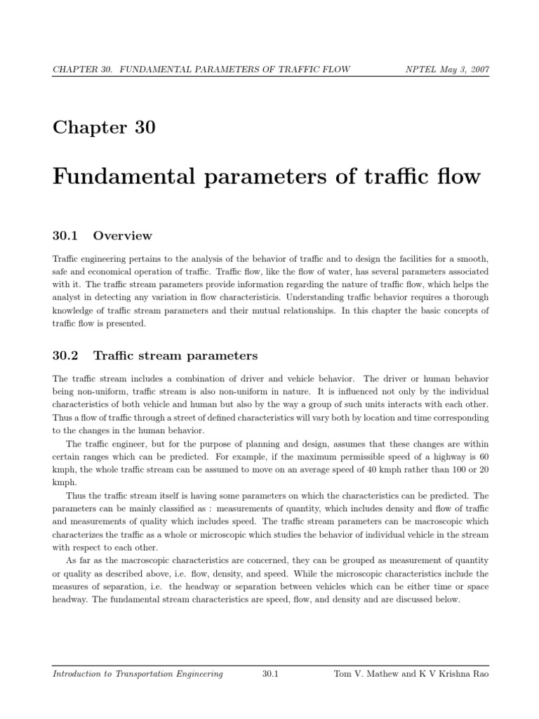 Traffic Flow Parameters Explained | PDF | Speed | Time